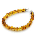 Honey Baltic amber adult bracelet with sterling silver, 18cm