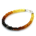 Multicolour Baltic amber adult bracelet with sterling silver, 18cm