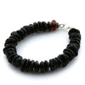 Black Baltic amber adult bracelet with sterling silver, 18cm