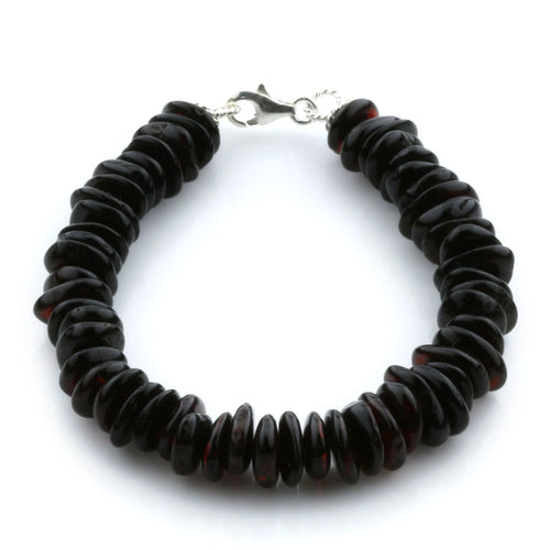 Adult Baltic Amber & 925 Sterling Silver Clasp Bracelet 18cm. SB08