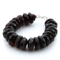 Dark cognac Baltic amber adult bracelet with sterling silver, 20cm