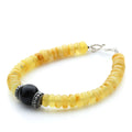 Yellow Baltic amber tablet adult bracelet with sterling silver, 19cm