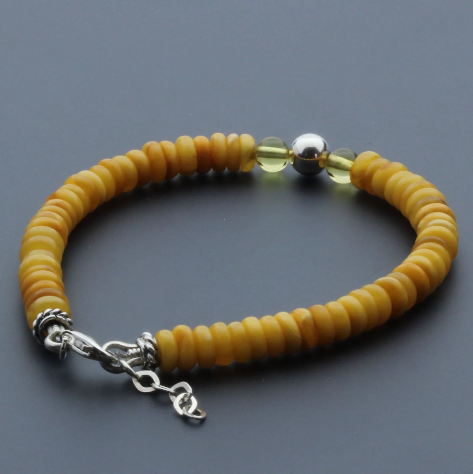Adult Baltic Amber & 925 Sterling Silver Clasp Bracelet 18cm. SB114
