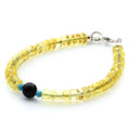 Yellow Baltic amber tablet adult bracelet with turquoise and sterling silver, 18cm