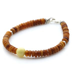 Adult Baltic Amber & 925 Sterling Silver Clasp Bracelet 6mm 19cm. SB123