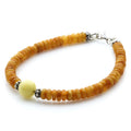 Yellow Baltic amber tablet adult bracelet with sterling silver, 18cm
