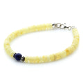 Yellow Baltic amber adult bracelet with lapis lazuli and sterling silver, 19cm
