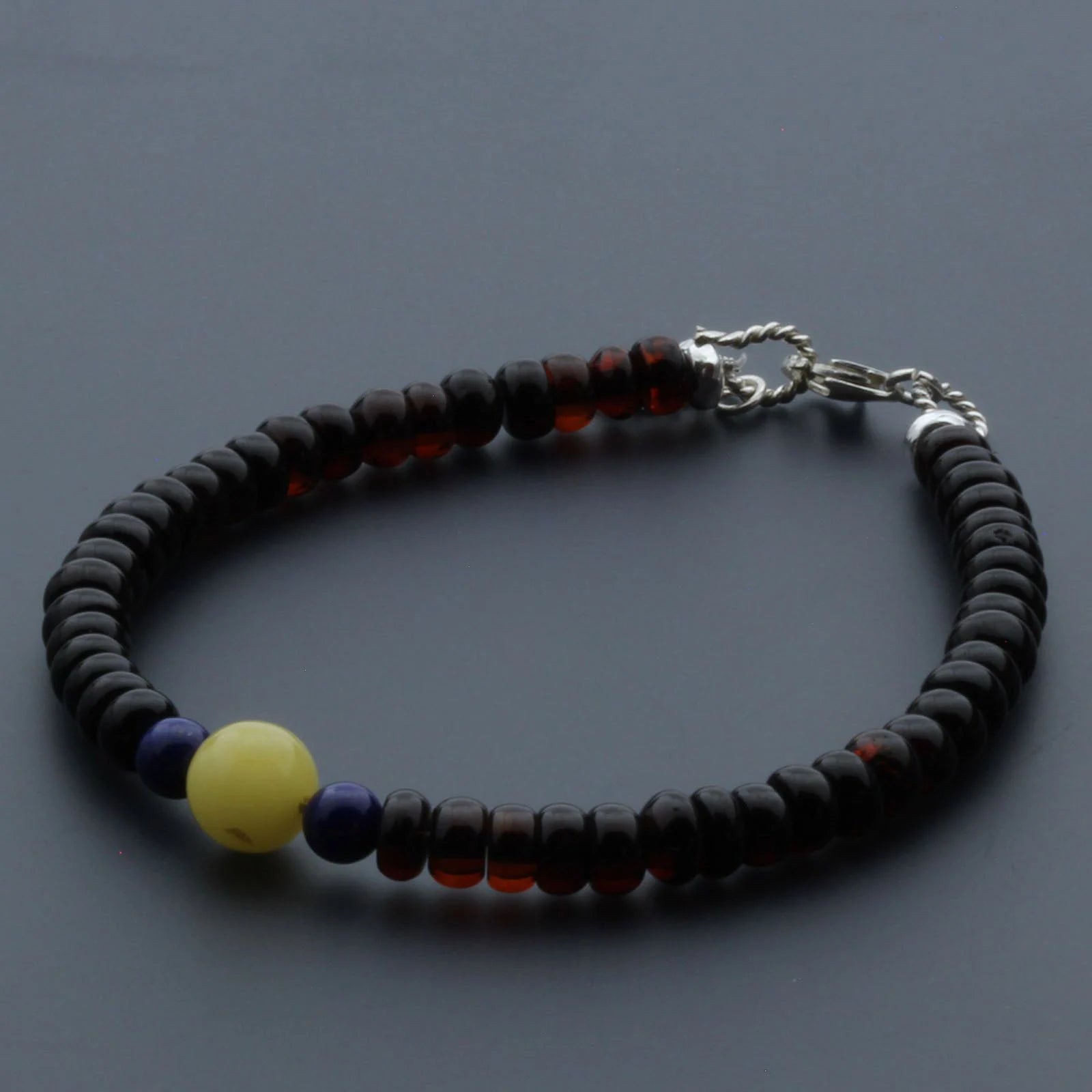 Adult Baltic Amber & 925 Sterling Silver Clasp Bracelet 18cm. SB118