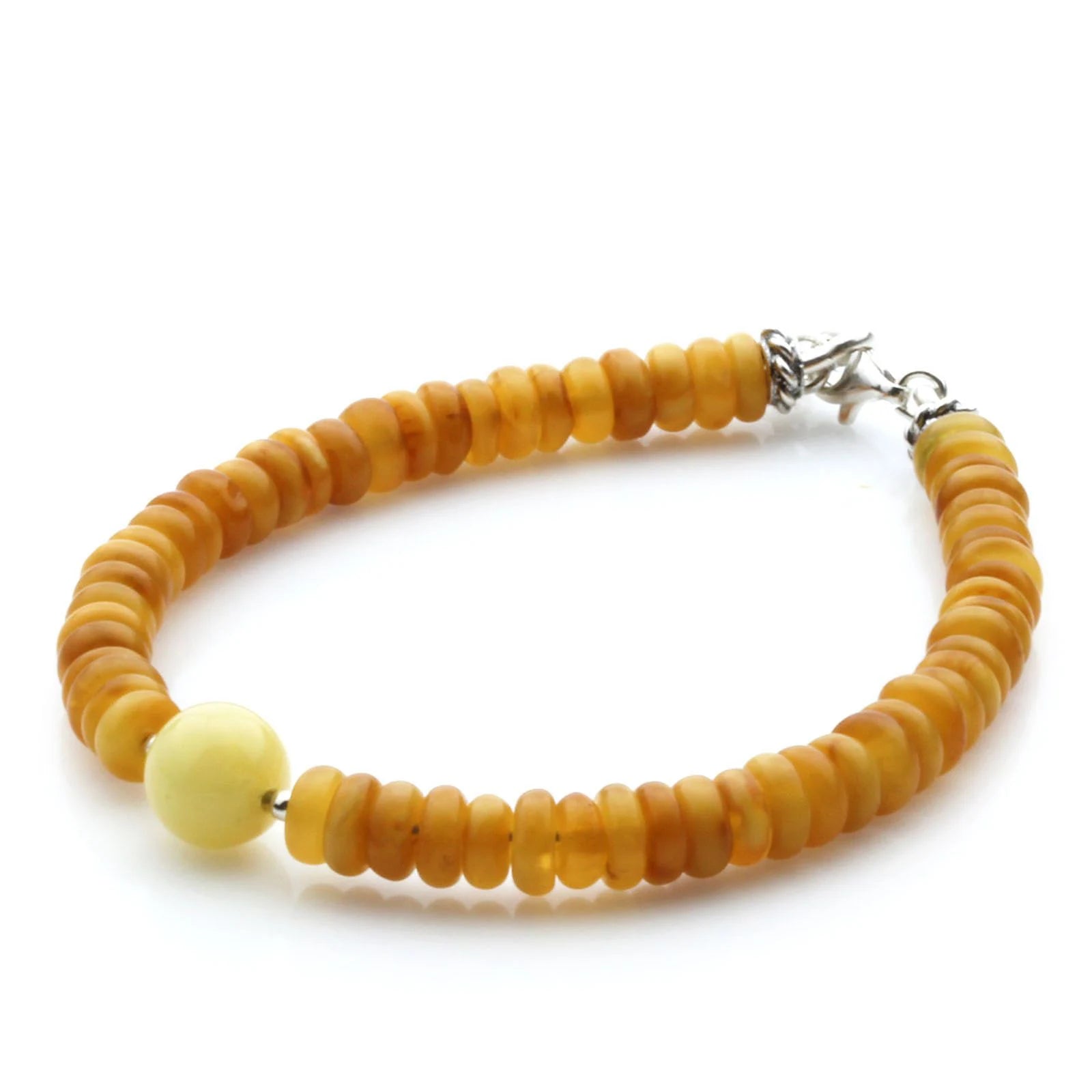 Adult Baltic Amber & 925 Sterling Silver Clasp Bracelet 5mm 18cm. SB120
