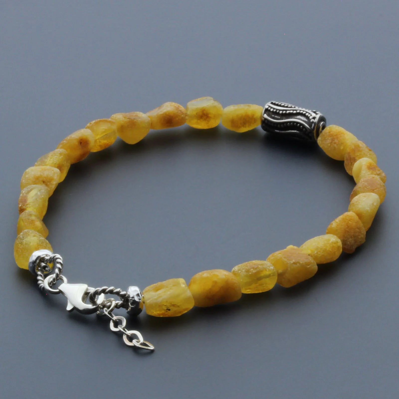 Adult Baltic Amber & 925 Sterling Silver Clasp Bracelet 6mm 20cm. SB122