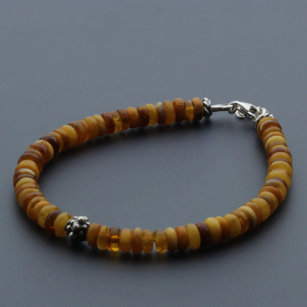 Adult Baltic Amber & 925 Sterling Silver Clasp Bracelet 5mm 20cm. SB119
