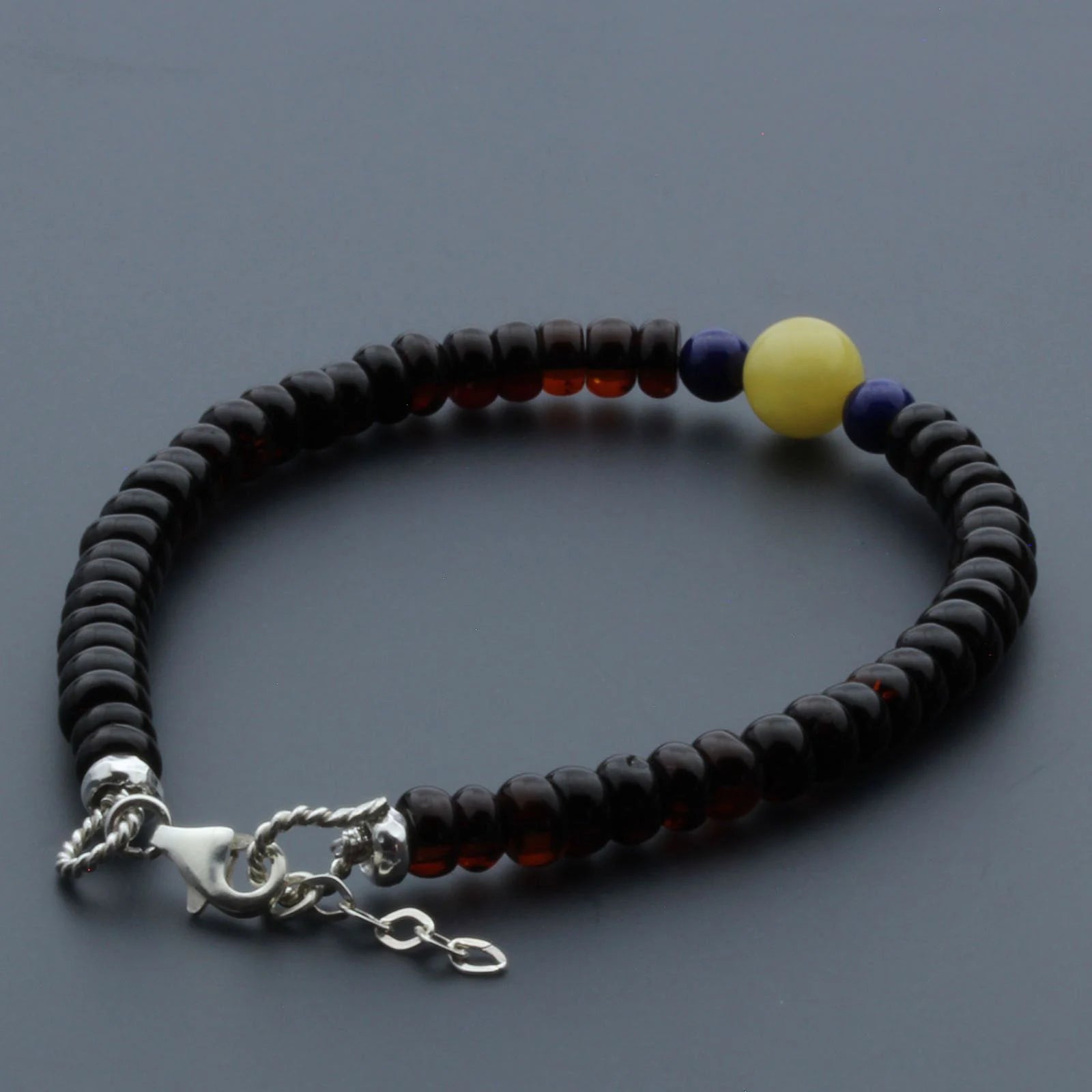 Adult Baltic Amber & 925 Sterling Silver Clasp Bracelet 18cm. SB118
