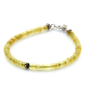 Yellow Baltic amber tablet adult bracelet with sterling silver, 18cm