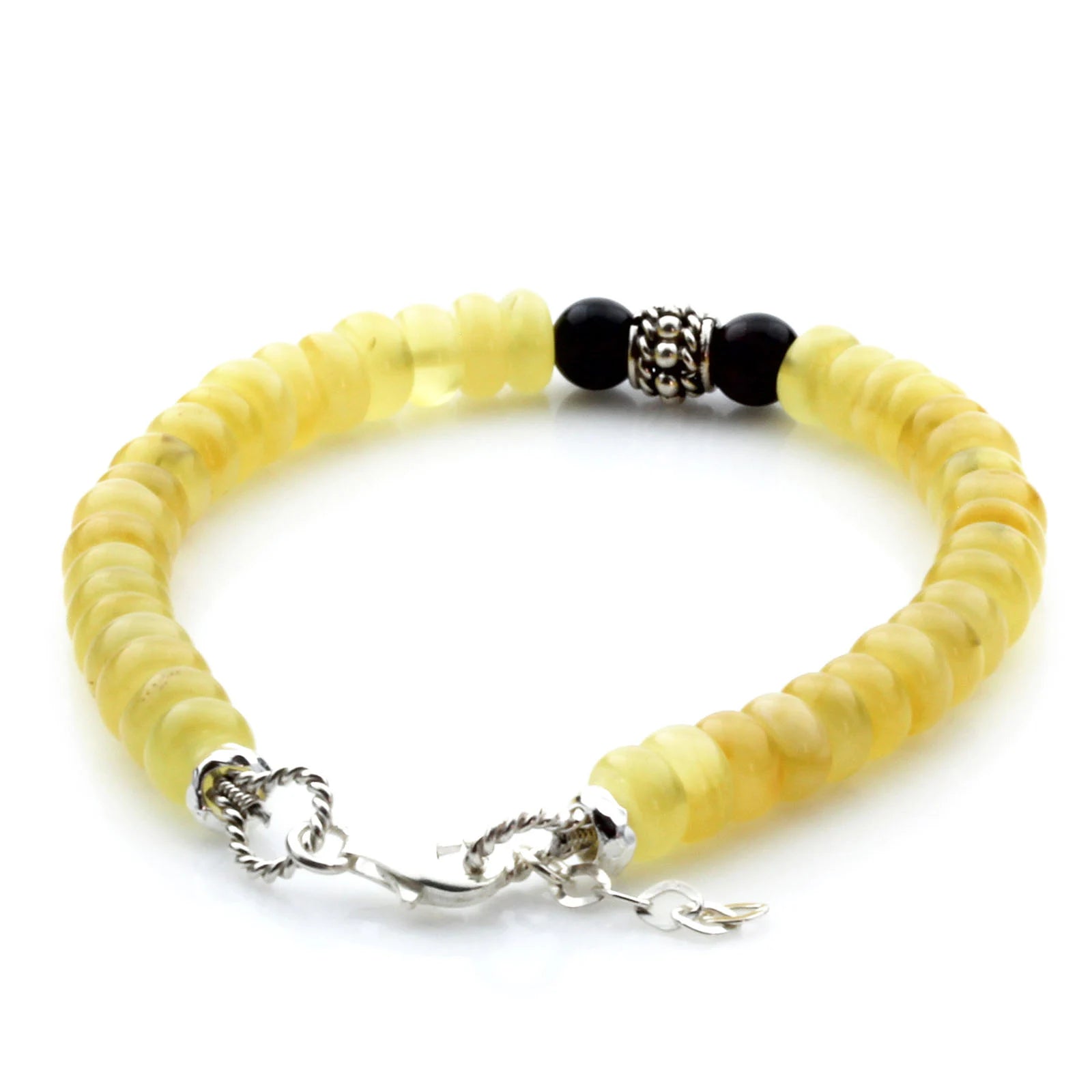 Adult Baltic Amber & 925 Sterling Silver Clasp Bracelet 18cm. SB109