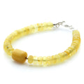 Yellow Baltic amber tablet adult bracelet with sterling silver, 18cm