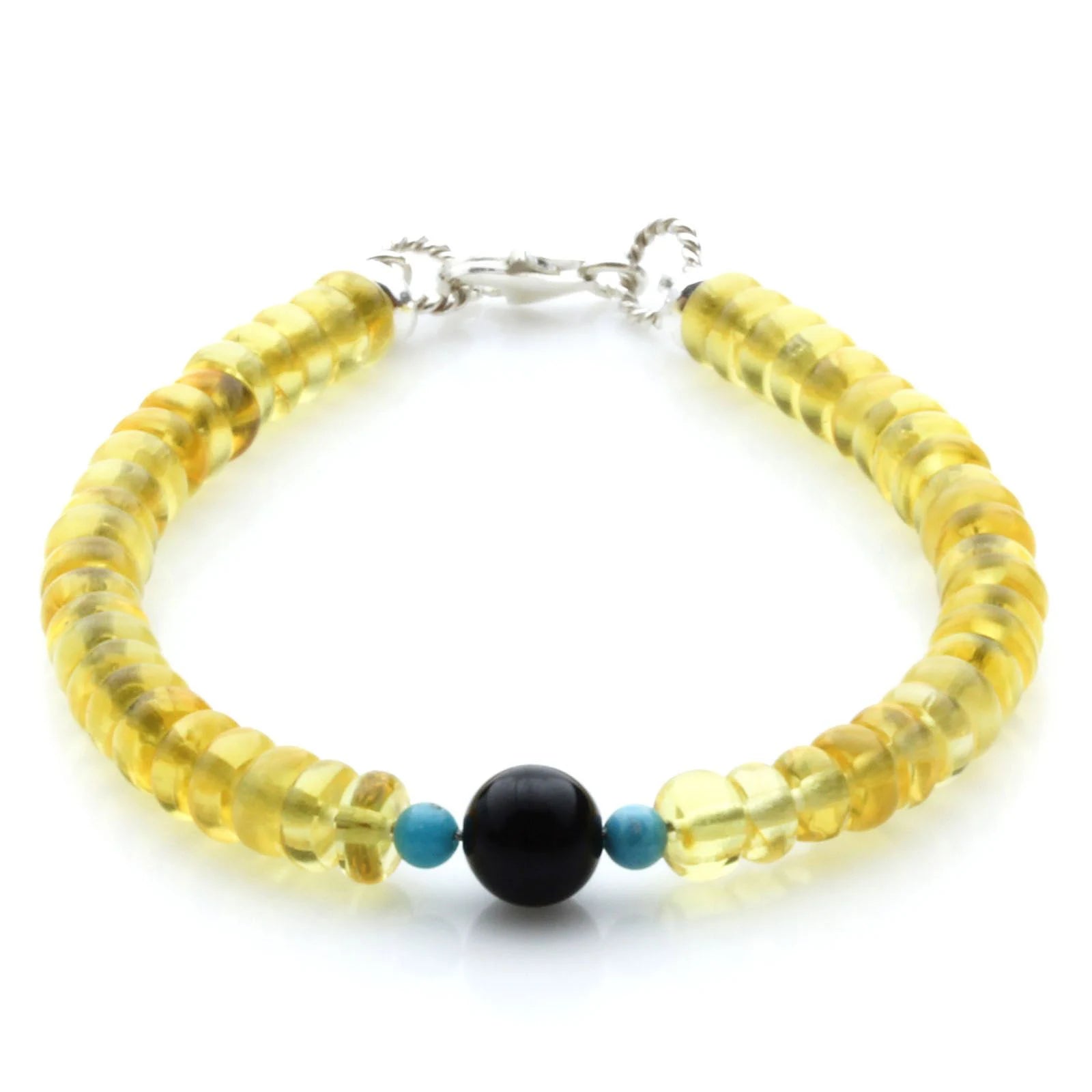 Adult Baltic Amber & 925 Sterling Silver Clasp Bracelet 6mm 18cm. SB134
