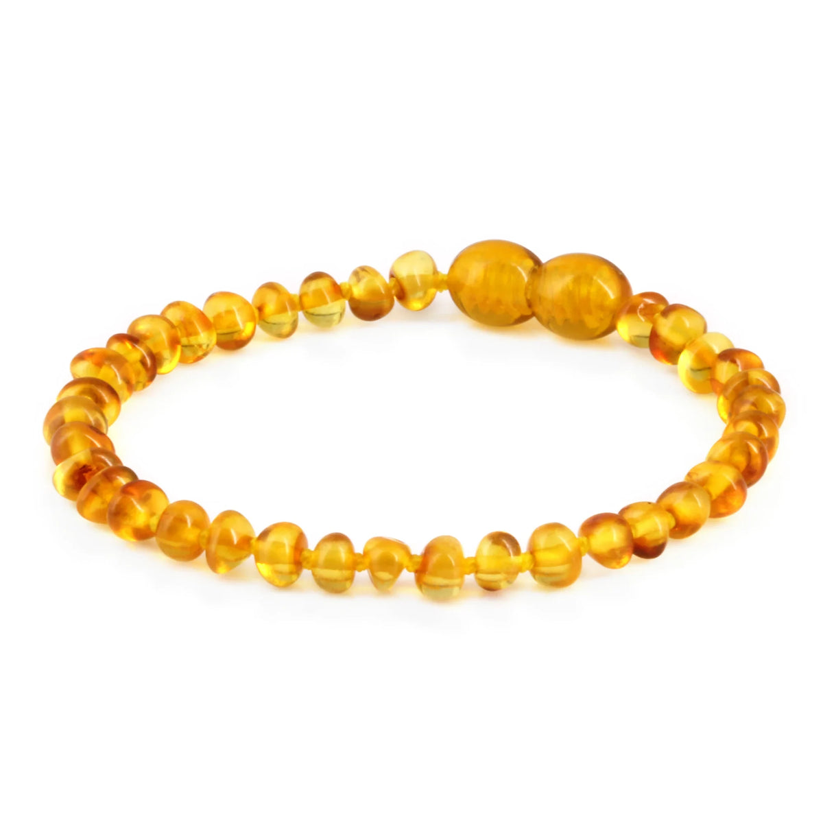 Natural Baltic Amber Junior Bracelet. Baroque Light Cognac 4mm - XB43LC