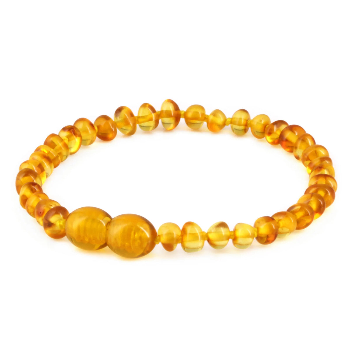 Natural Baltic Amber Junior Bracelet. Baroque Light Cognac 4mm - XB43LC