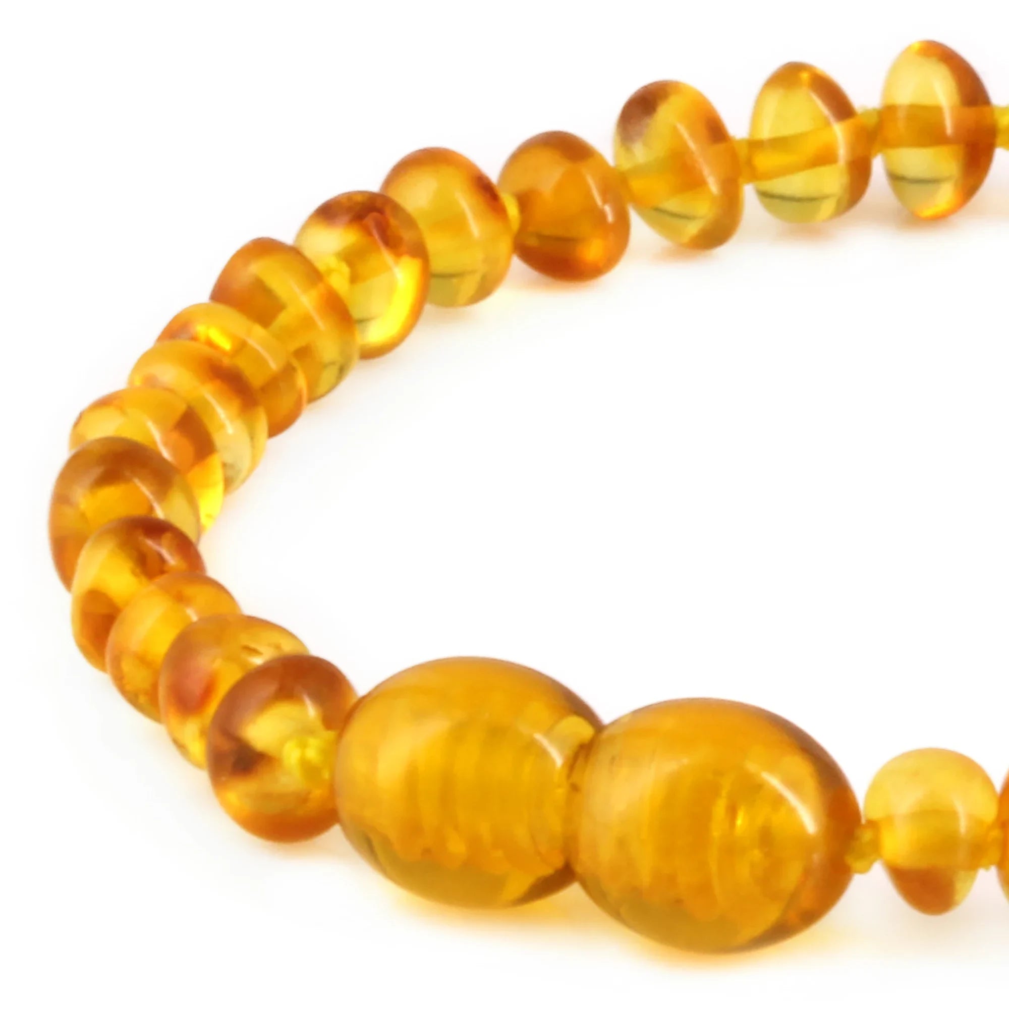 Natural Baltic Amber Junior Bracelet. Baroque Light Cognac 4mm - XB43LC
