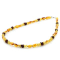 Multicolour Baltic amber adult necklace with sterling silver, 45cm
