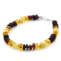 Multicolour Baltic amber adult bracelet with sterling silver, 18cm