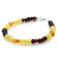 Multicolour Baltic amber adult bracelet with sterling silver, 18cm