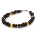 Cognac Baltic amber adult bracelet with sterling silver, 18cm