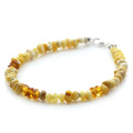 Yellow Baltic amber adult bracelet with sterling silver, 18cm
