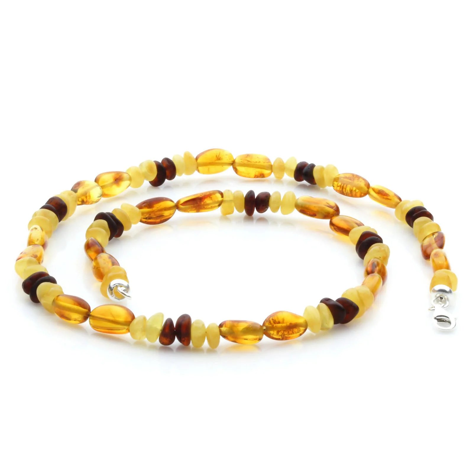 Adult Baltic Amber Necklace & 925 Sterling Silver Clasp 45cm. LE04
