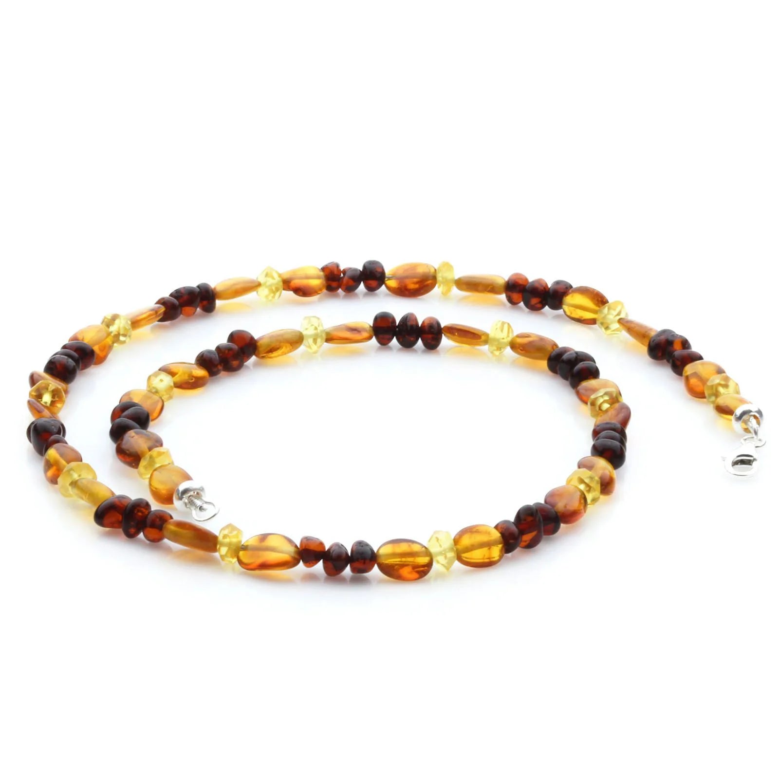 Adult Baltic Amber Necklace & 925 Sterling Silver Clasp 45cm. LE20