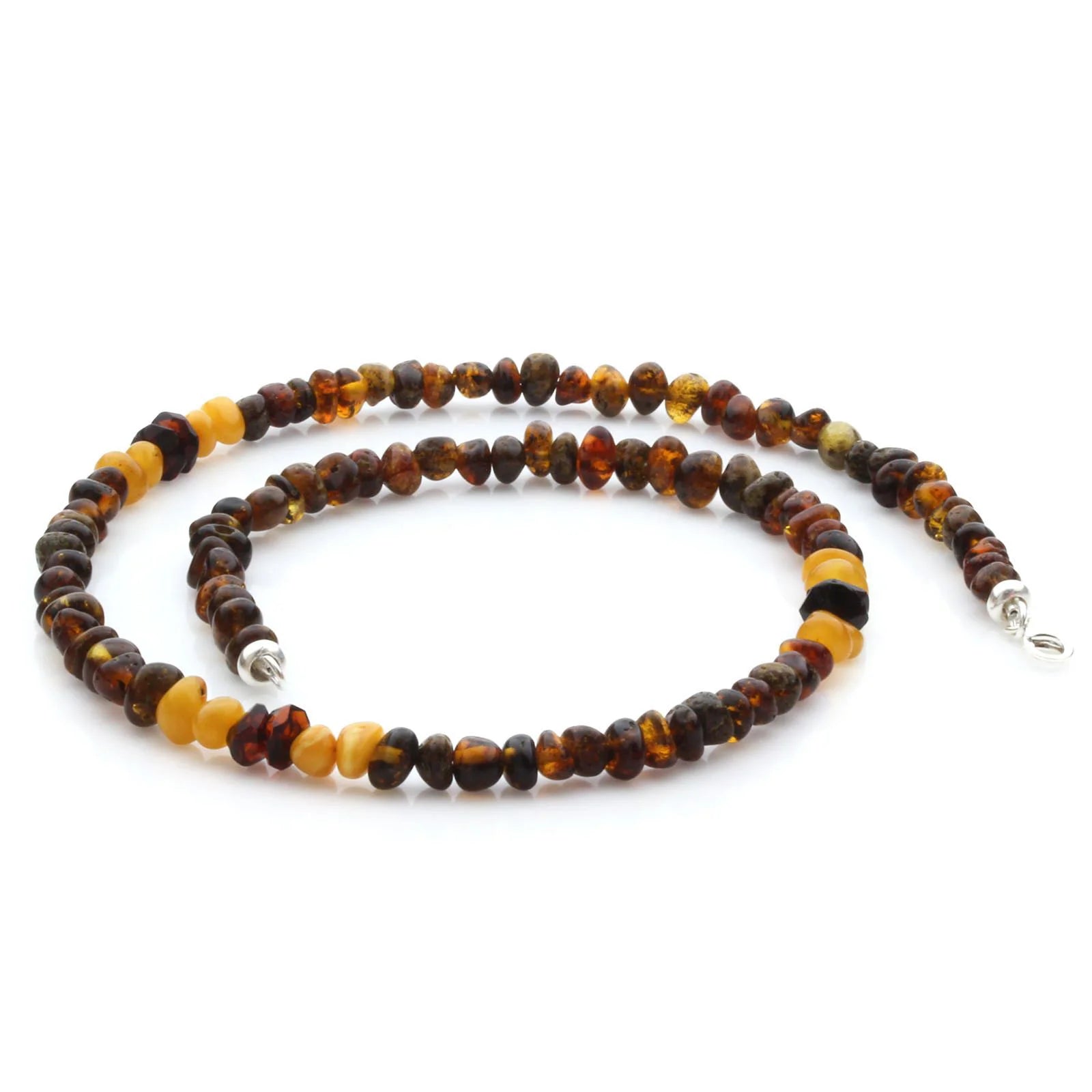 Adult Baltic Amber Necklace & 925 Sterling Silver Clasp 45cm. LE26