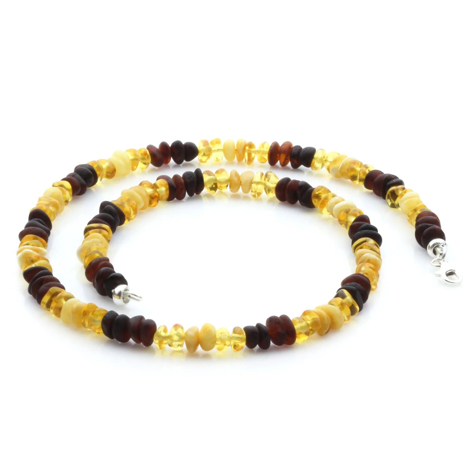 Adult Baltic Amber Necklace & 925 Sterling Silver Clasp 45cm. LE08