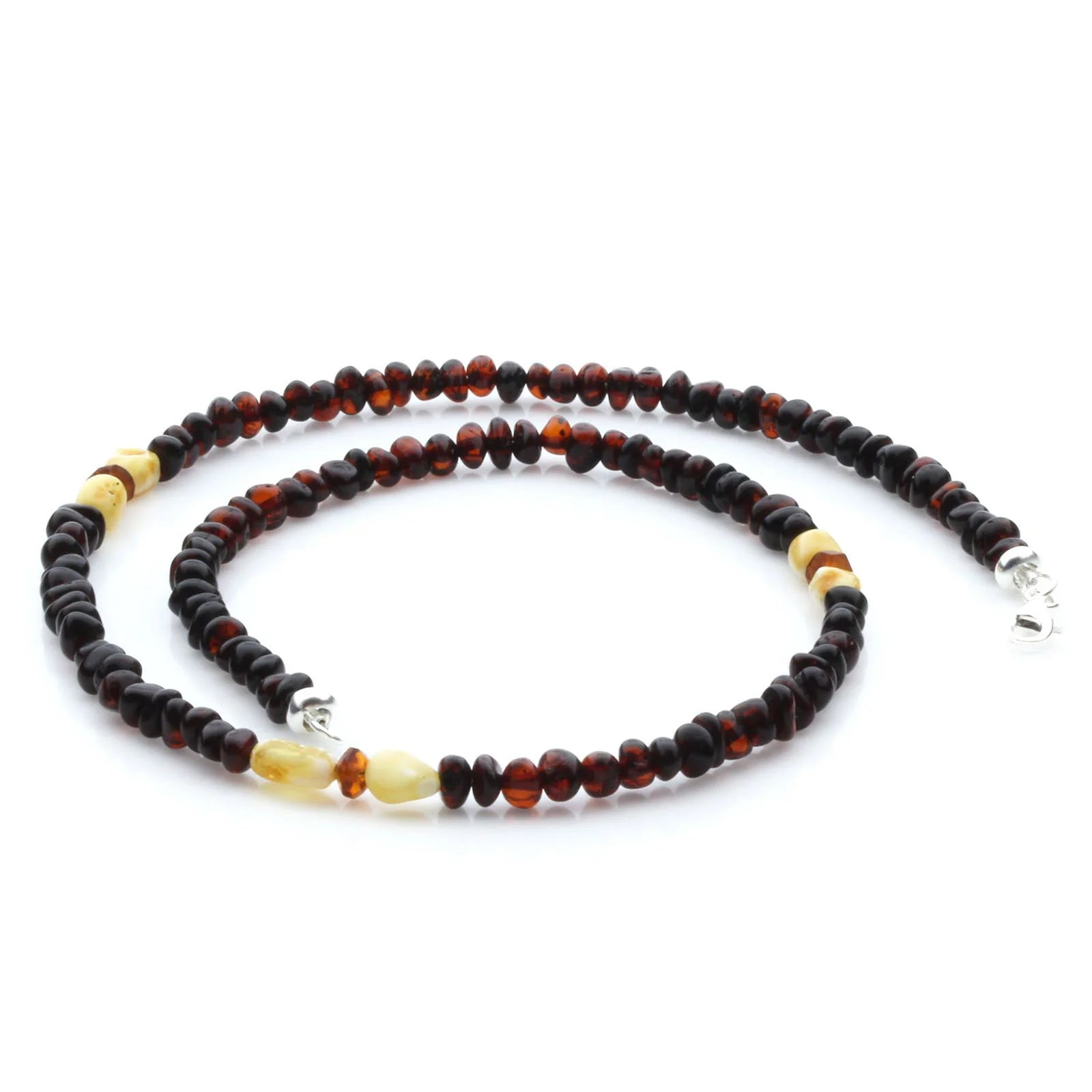 Adult Baltic Amber Necklace & 925 Sterling Silver Clasp 45cm. LE31