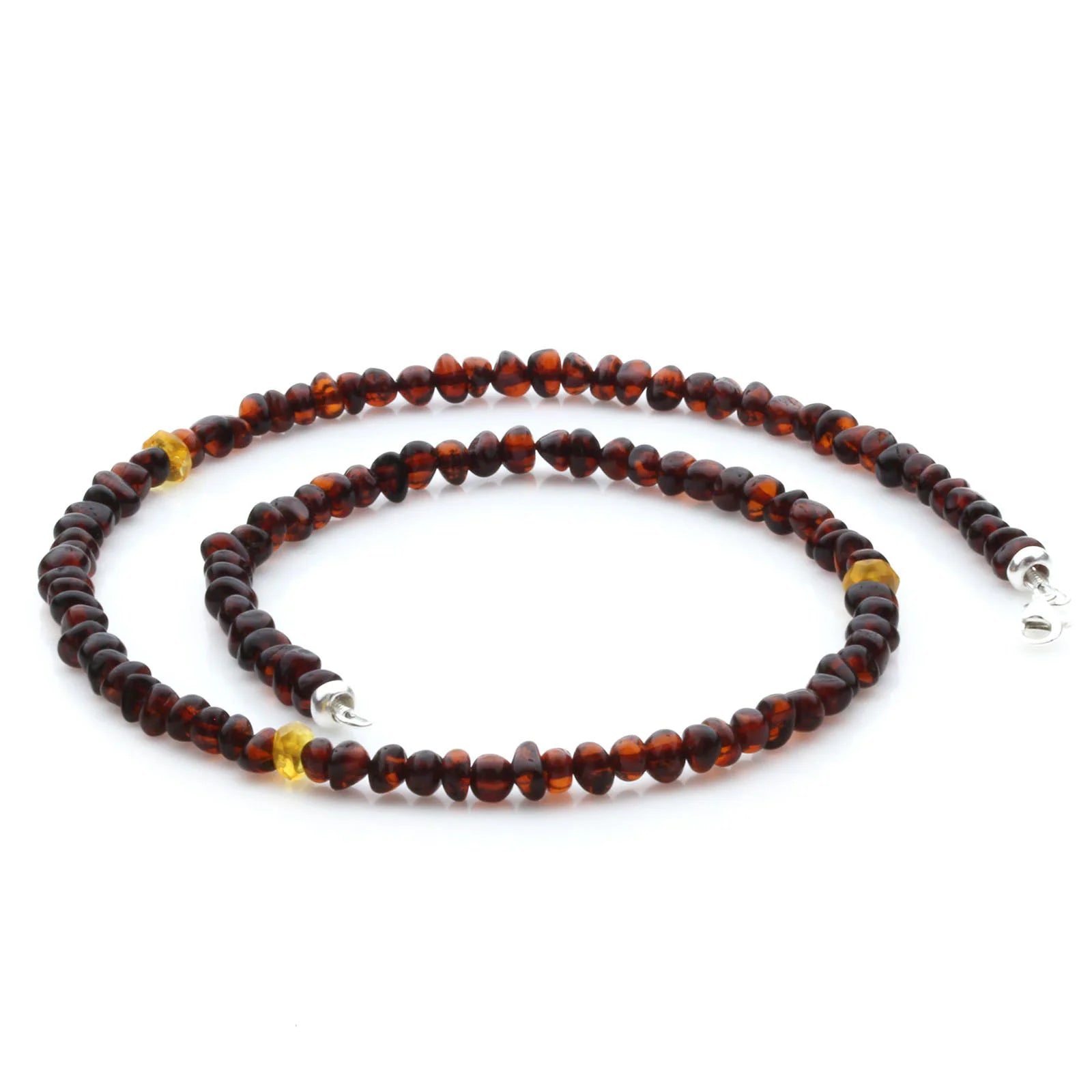 Adult Baltic Amber Necklace & 925 Sterling Silver Clasp 45cm. LE24