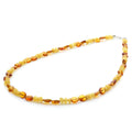 Yellow Baltic amber adult necklace with sterling silver, 45cm