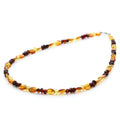 Multicolour Baltic amber adult necklace with sterling silver, 45cm