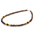 Multicolour Baltic amber adult necklace with sterling silver, 45cm