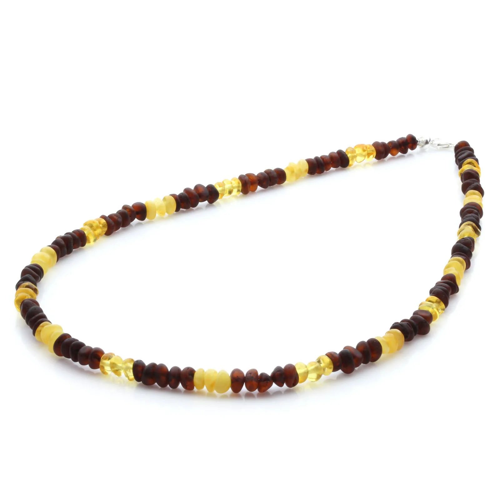 Adult Baltic Amber Necklace & 925 Sterling Silver Clasp 45cm. LE29
