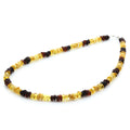 Multicolour Baltic amber adult necklace with sterling silver, 45cm