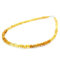 Yellow Baltic amber adult necklace with sterling silver, 45cm