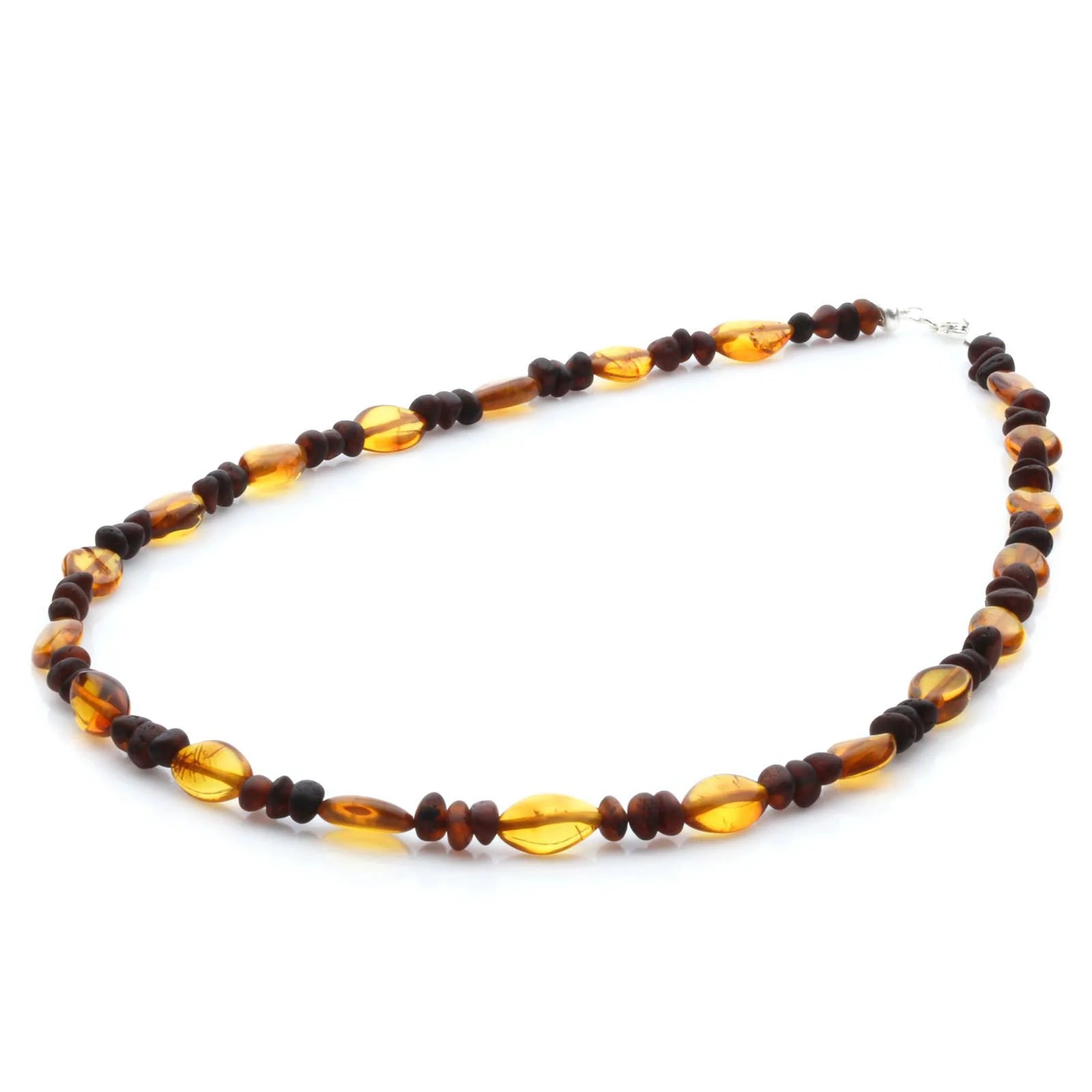 Adult Baltic Amber Necklace & 925 Sterling Silver Clasp 45cm. LE36
