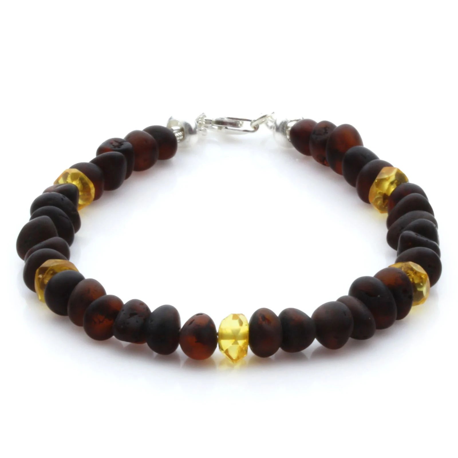 Adult Baltic Amber Bracelet & 925 Sterling Silver Clasp 18cm. LE30