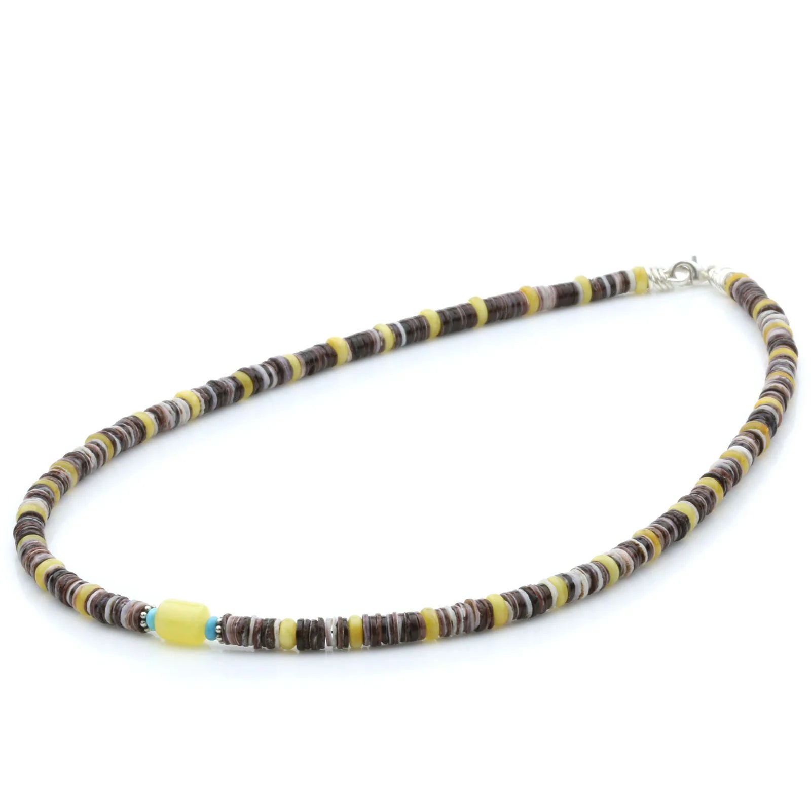 ADULT BALTIC AMBER SHELL TURQUOISE 925 STERLING SILVER NECKLACE. SPT01