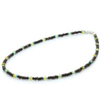 ADULT BALTIC AMBER WOOD TURQUOISE 925 STERLING SILVER NECKLACE. SPT07