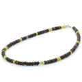 ADULT BALTIC AMBER WOOD TURQUOISE 925 STERLING SILVER NECKLACE. SPT20