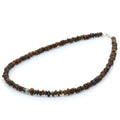 Green Baltic amber round flat adult necklace with sterling silver, 45cm