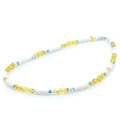 Yellow Baltic amber adult necklace with turquoise, shell and sterling silver, 45cm
