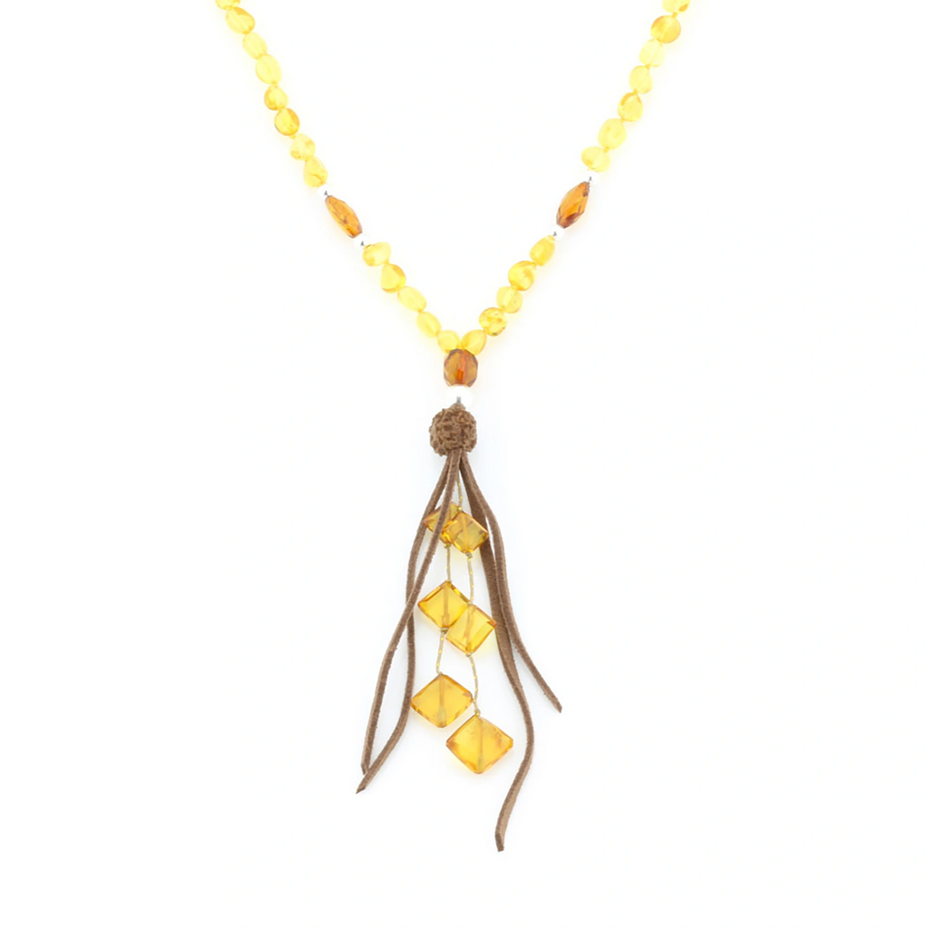 NATURAL BALTIC AMBER TASSEL NECKLACE. TASSEL14