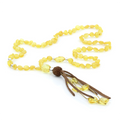 Baltic amber olive adult necklace with rudraksha and sterling silver