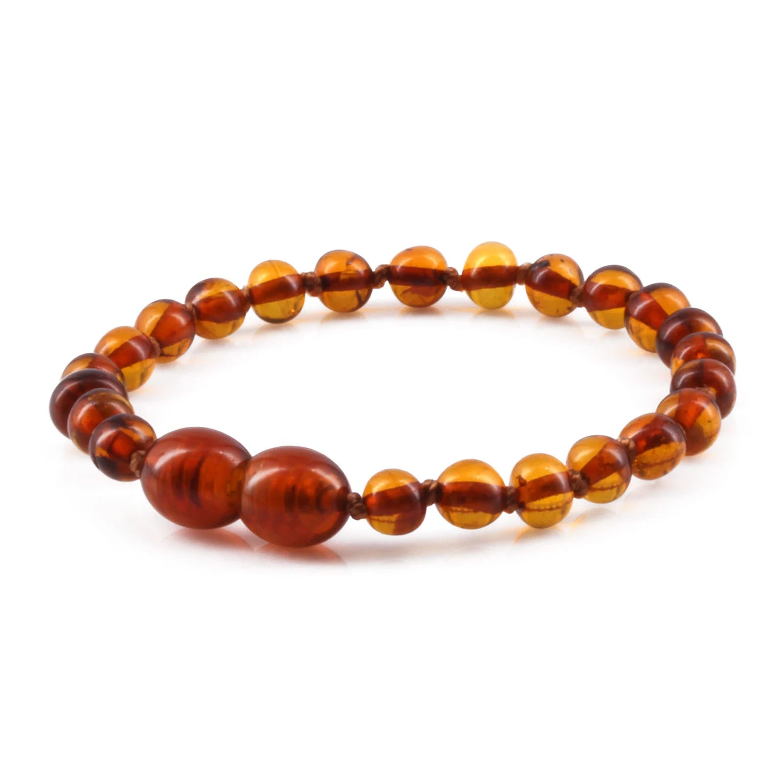 Baltic Amber Teething Bracelet. Baroque Cognac 5mm - BA72